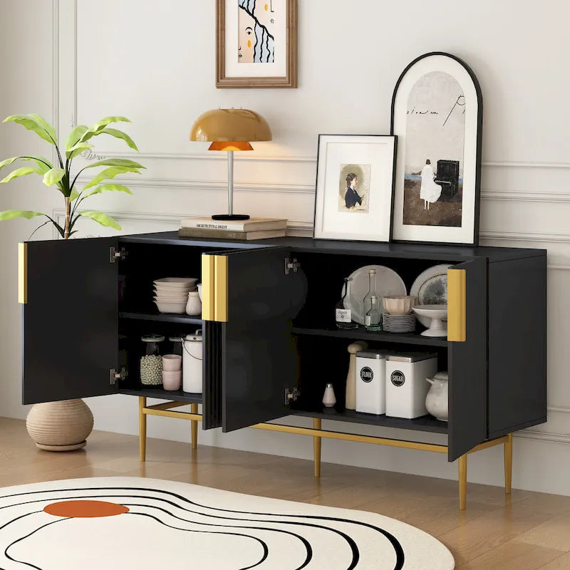 Buffet de rangement moderne à 4 portes pour salle à manger, salon, chambre, couloir
