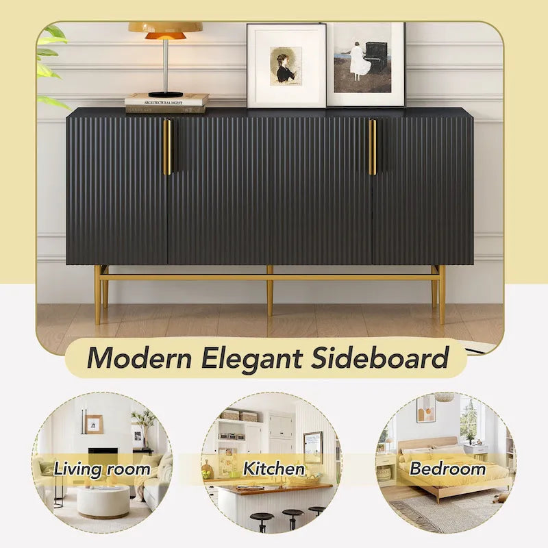 Buffet de rangement moderne à 4 portes pour salle à manger, salon, chambre, couloir