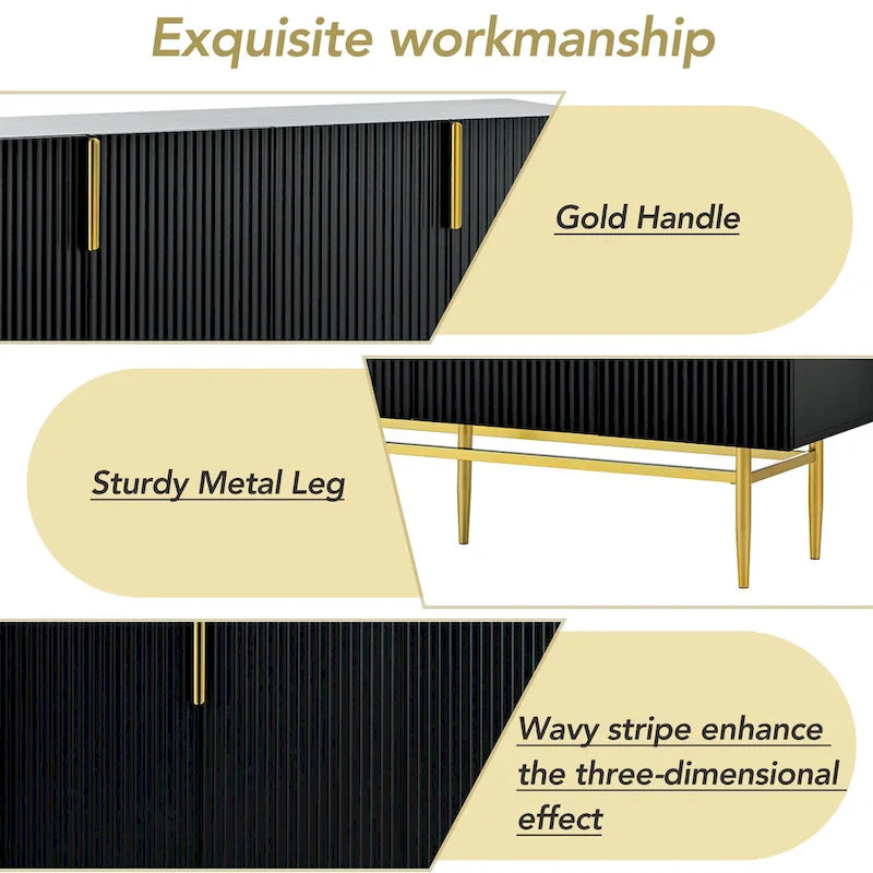 Buffet de rangement moderne à 4 portes pour salle à manger, salon, chambre, couloir