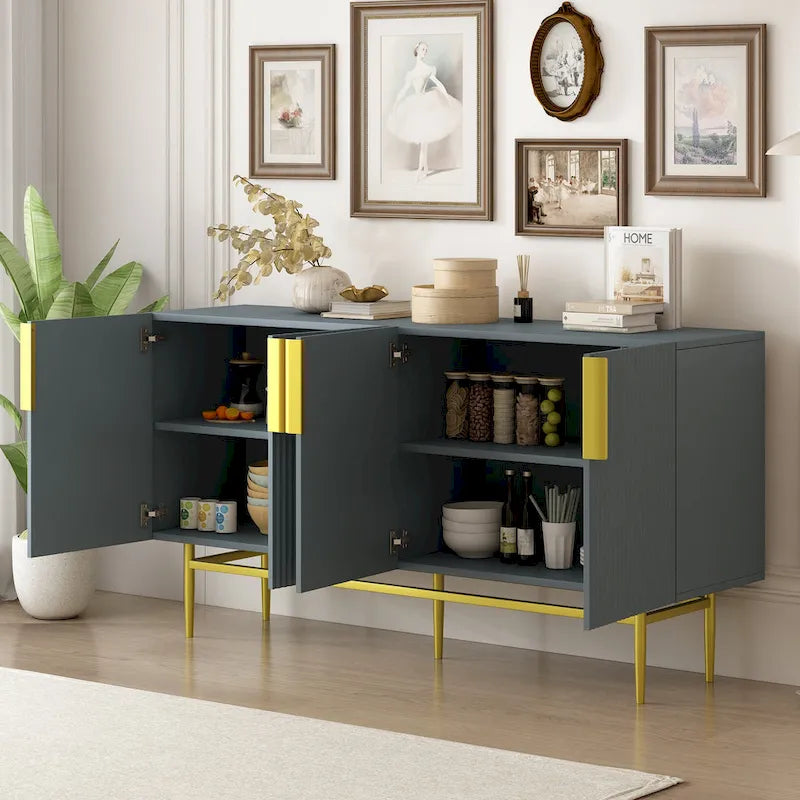 Buffet de rangement moderne à 4 portes pour salle à manger, salon, chambre, couloir