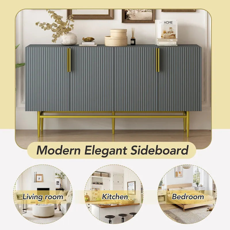 Buffet de rangement moderne à 4 portes pour salle à manger, salon, chambre, couloir