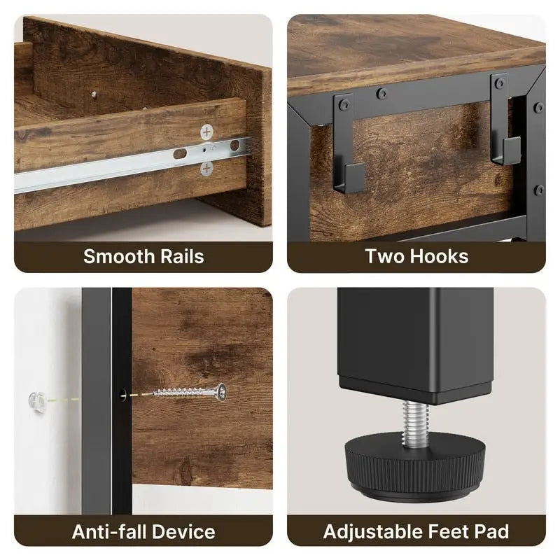 Console multi-fonction avec 2 tiroirs, table d'entrée/canapé avec 3 étagères de rangement