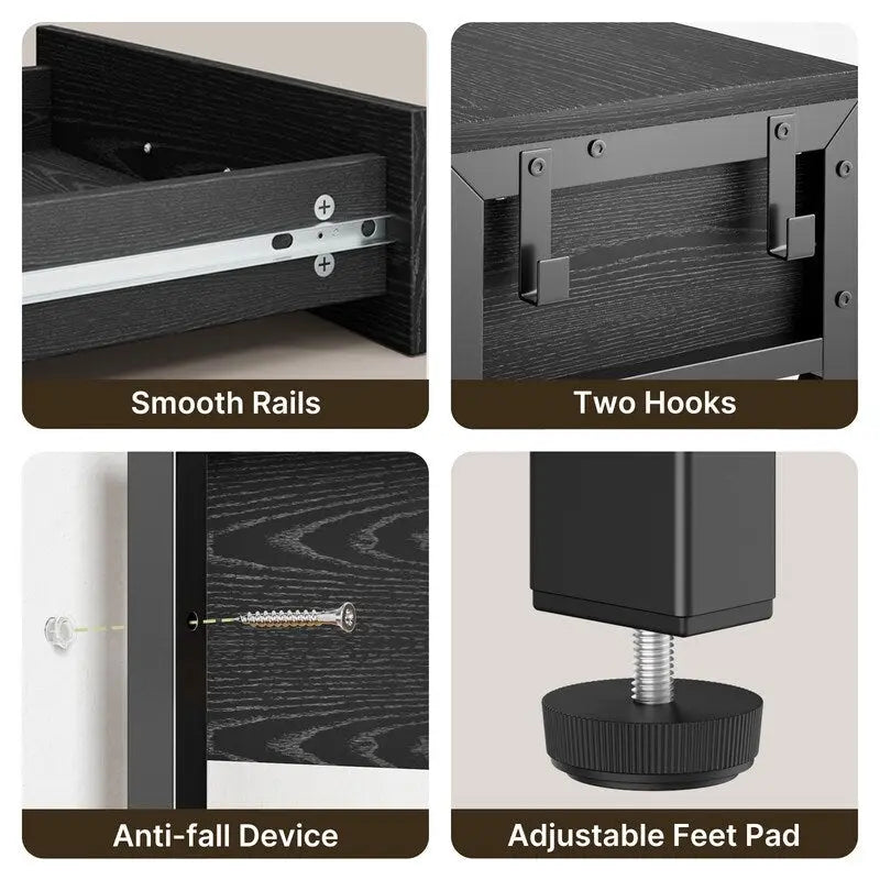 Console multi-fonction avec 2 tiroirs, table d'entrée/canapé avec 3 étagères de rangement