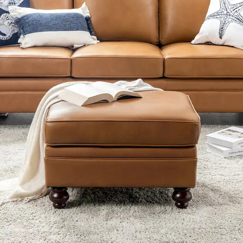Irene Contemporary Genuine Leather Water Resistant Ottoman by 