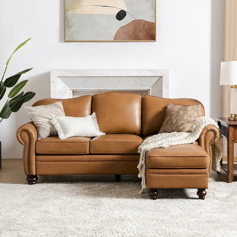 Pouf contemporain en cuir véritable résistant à l'eau