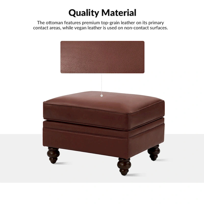 Pouf contemporain en cuir véritable résistant à l'eau
