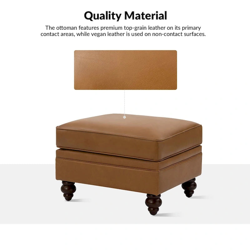 Pouf contemporain en cuir véritable résistant à l'eau