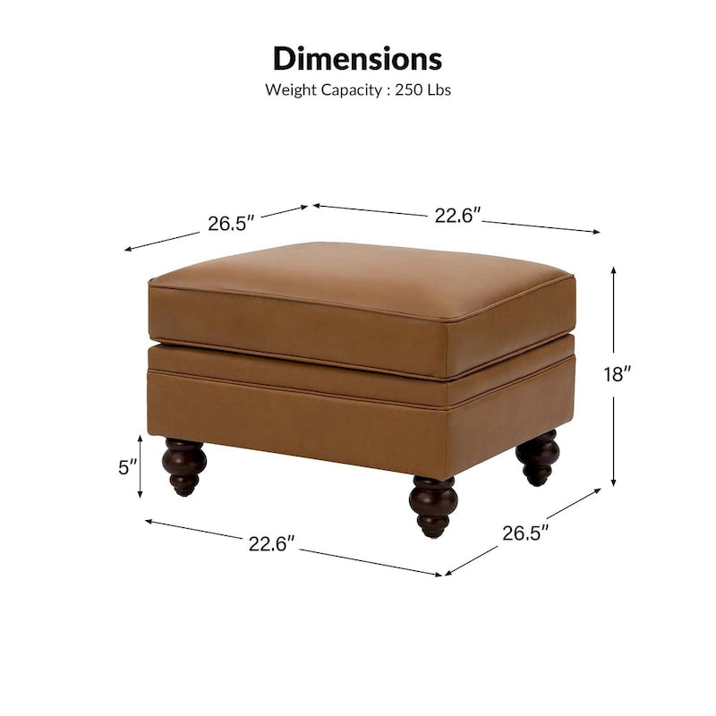 Pouf contemporain en cuir véritable résistant à l'eau
