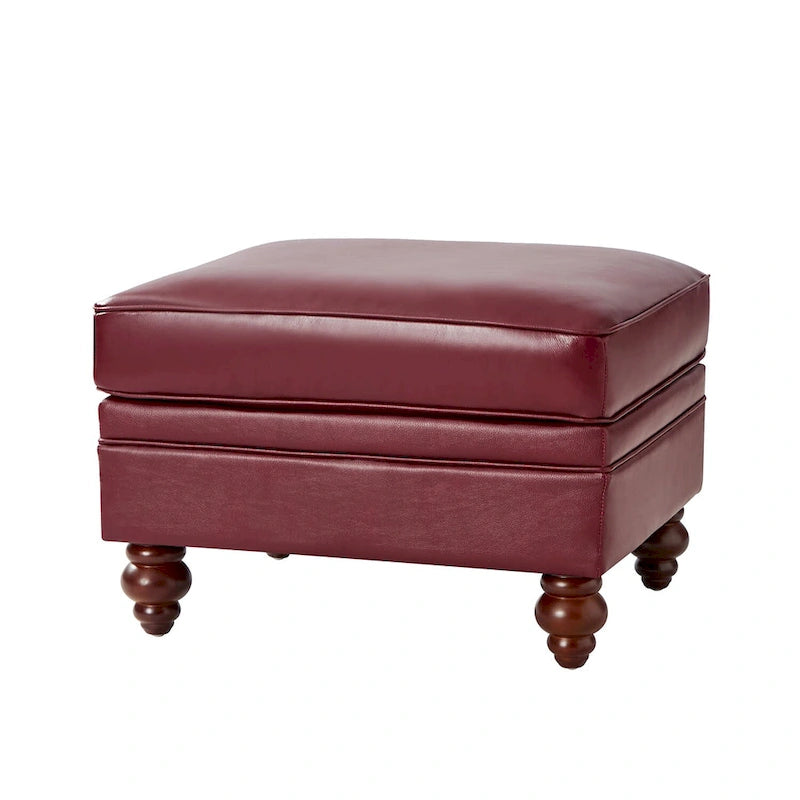 Pouf contemporain en cuir véritable résistant à l'eau