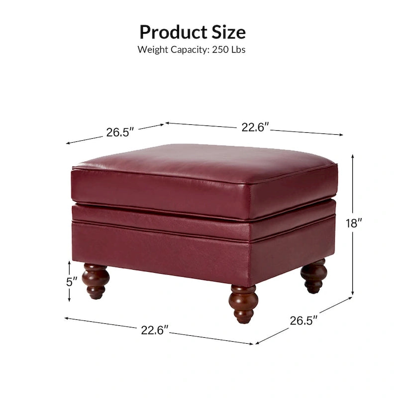 Pouf contemporain en cuir véritable résistant à l'eau