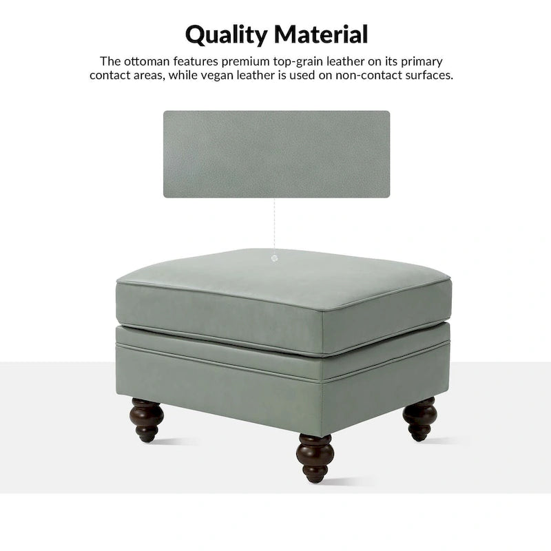 Pouf contemporain en cuir véritable résistant à l'eau