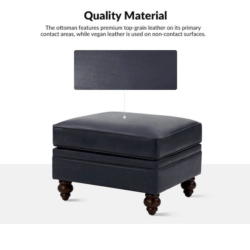 Pouf contemporain en cuir véritable résistant à l'eau