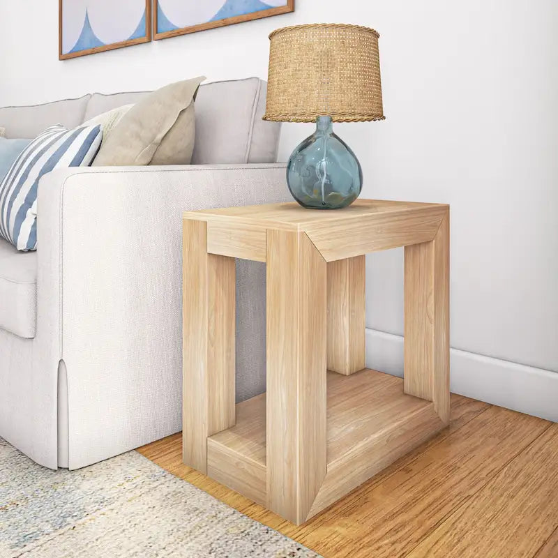  Modern Rectangular Side Table with Shelf