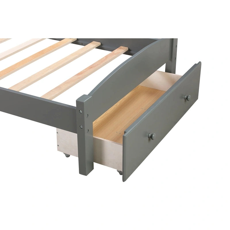 Cadre de lit double plateforme avec tiroir de rangement