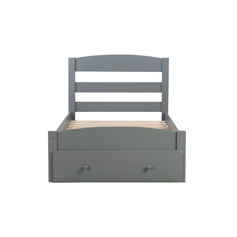 Cadre de lit double plateforme avec tiroir de rangement