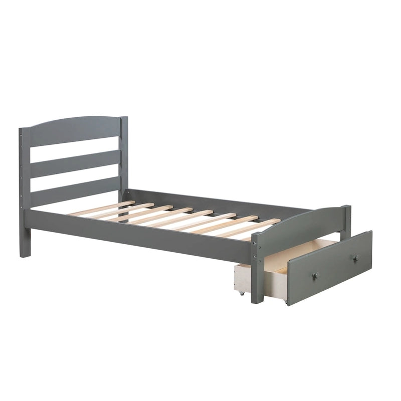 Cadre de lit double plateforme avec tiroir de rangement