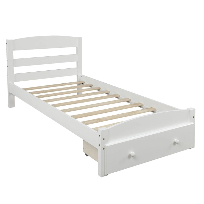 Cadre de lit double plateforme avec tiroir de rangement