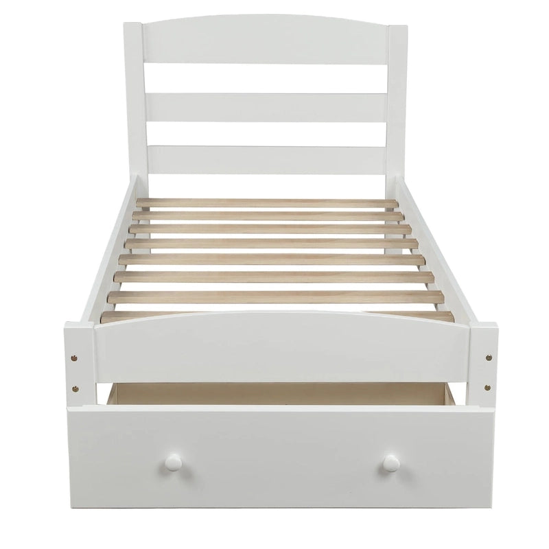 Cadre de lit double plateforme avec tiroir de rangement