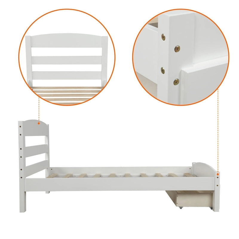 Cadre de lit double plateforme avec tiroir de rangement