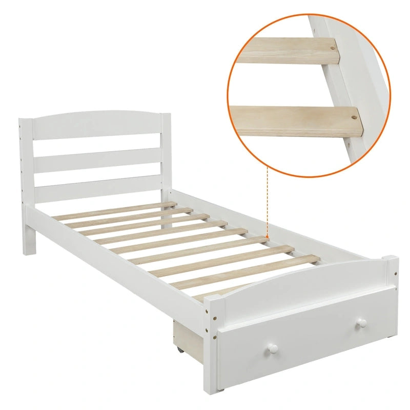 Cadre de lit double plateforme avec tiroir de rangement