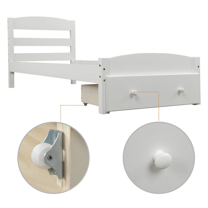Cadre de lit double plateforme avec tiroir de rangement