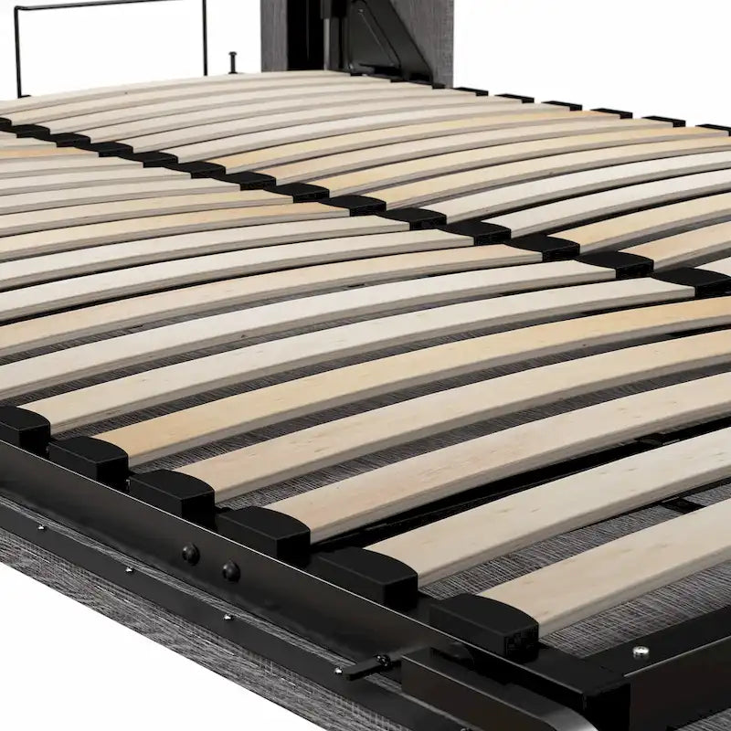 Lit escamotable Queen avec table de chevet et étagères flottantes (85 W)