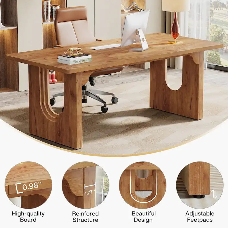 Grand bureau de direction de 70,9 pouces, bureau d'ordinateur moderne et simple