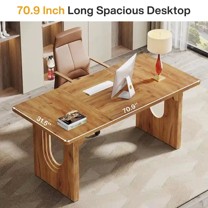 Grand bureau de direction de 70,9 pouces, bureau d'ordinateur moderne et simple