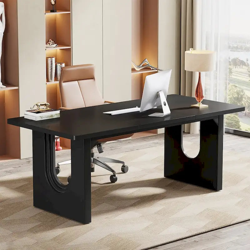 Grand bureau de direction de 70,9 pouces, bureau d'ordinateur moderne et simple