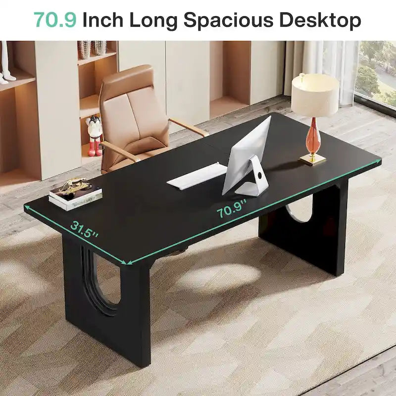 Grand bureau de direction de 70,9 pouces, bureau d'ordinateur moderne et simple