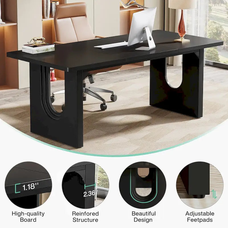 Grand bureau de direction de 70,9 pouces, bureau d'ordinateur moderne et simple