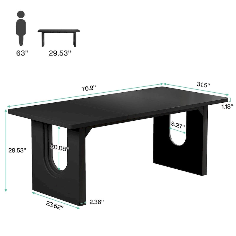 Grand bureau de direction de 70,9 pouces, bureau d'ordinateur moderne et simple