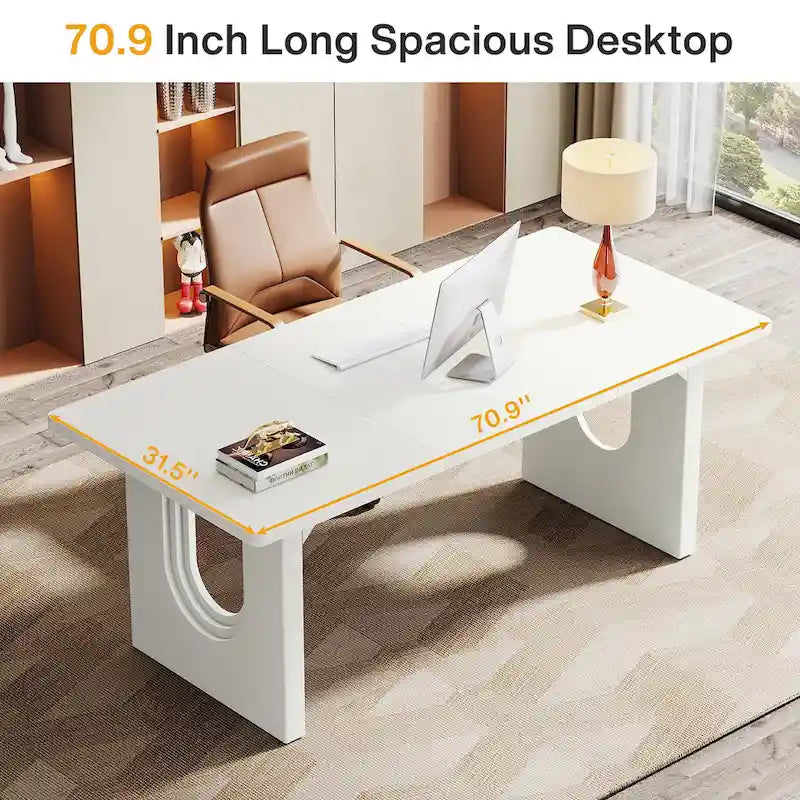 Grand bureau de direction de 70,9 pouces, bureau d'ordinateur moderne et simple