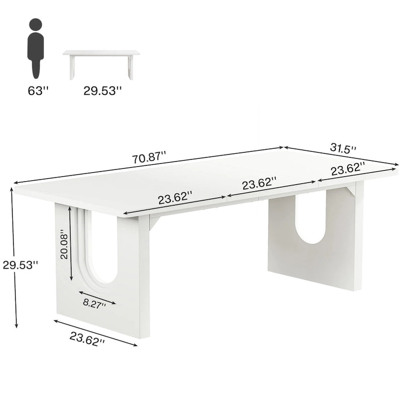 Grand bureau de direction de 70,9 pouces, bureau d'ordinateur moderne et simple