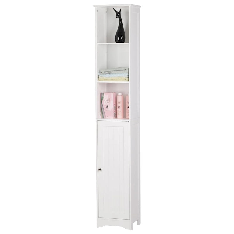 Meuble de salle de bain blanc à une porte et trois étagères