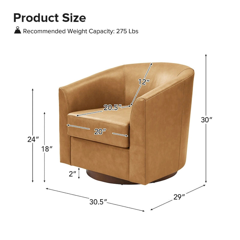 Fauteuil pivotant en cuir véritable de style moderne avec base en bois massif, lot de 2