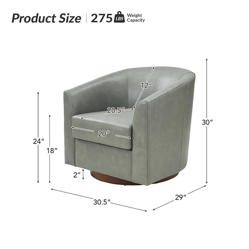 Fauteuil pivotant en cuir véritable de style moderne avec base en bois massif, lot de 2