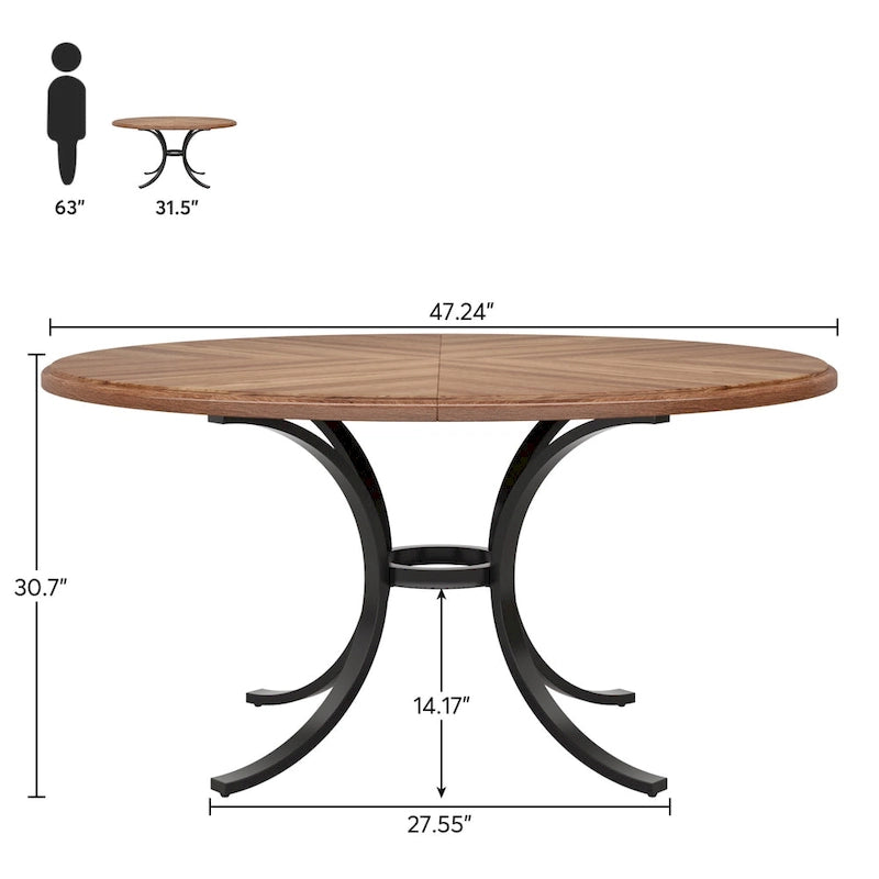 Table de salle à manger ronde de 47 pouces, pour 4 personnes