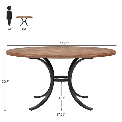Table de salle à manger ronde de 47 pouces, pour 4 personnes