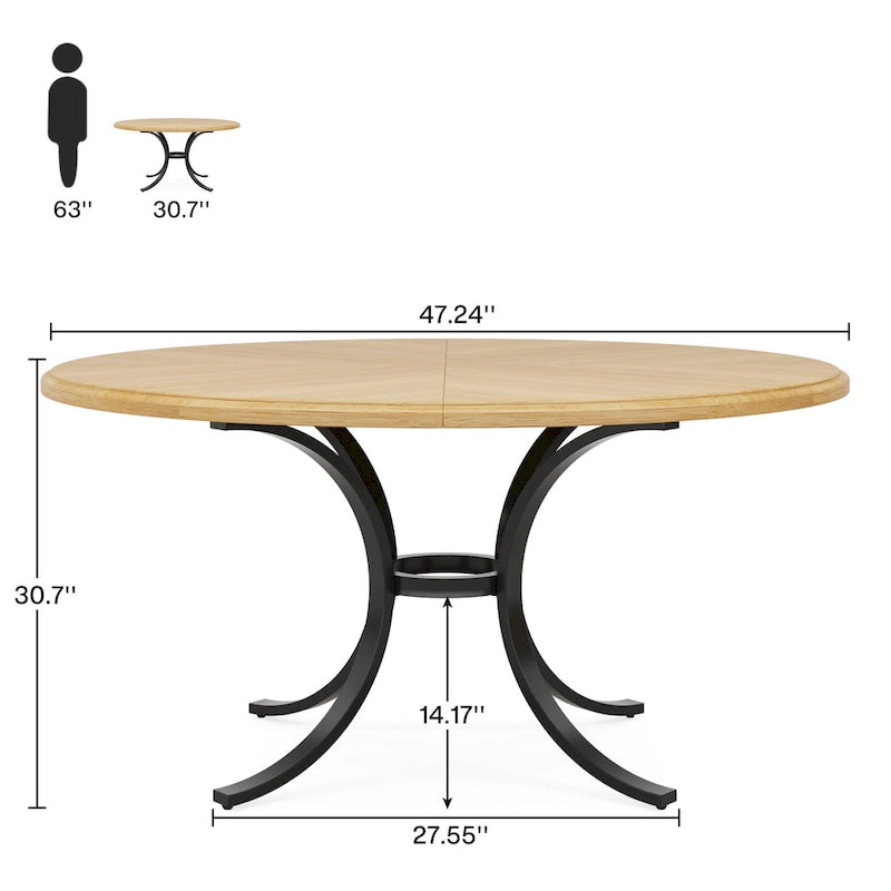 Table de salle à manger ronde de 47 pouces, pour 4 personnes
