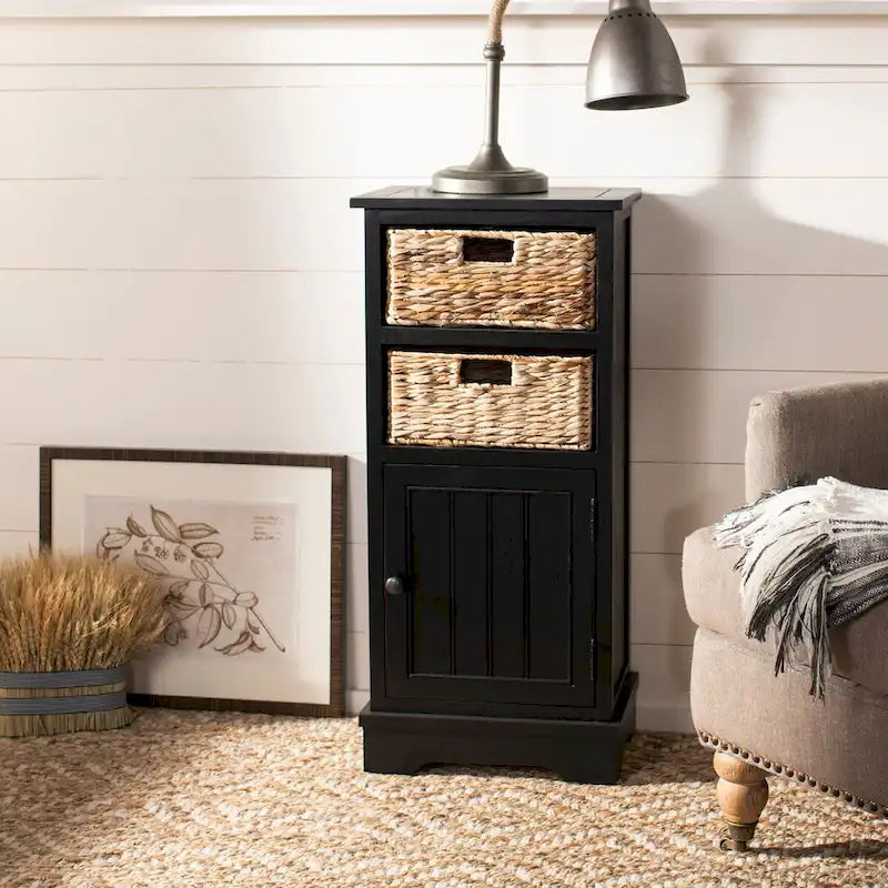  Golda Distressed Black Storage Cabinet - 15.9 x 11.8 x 35 - 16Wx12Dx35H