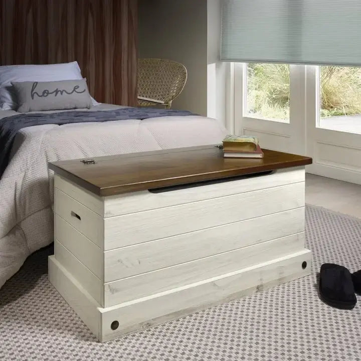 Coffre de rangement/ottoman en bois