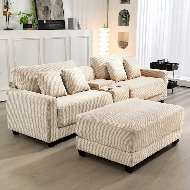 Le Pouf Contemporain en Velours Côtelé Surdimensionné