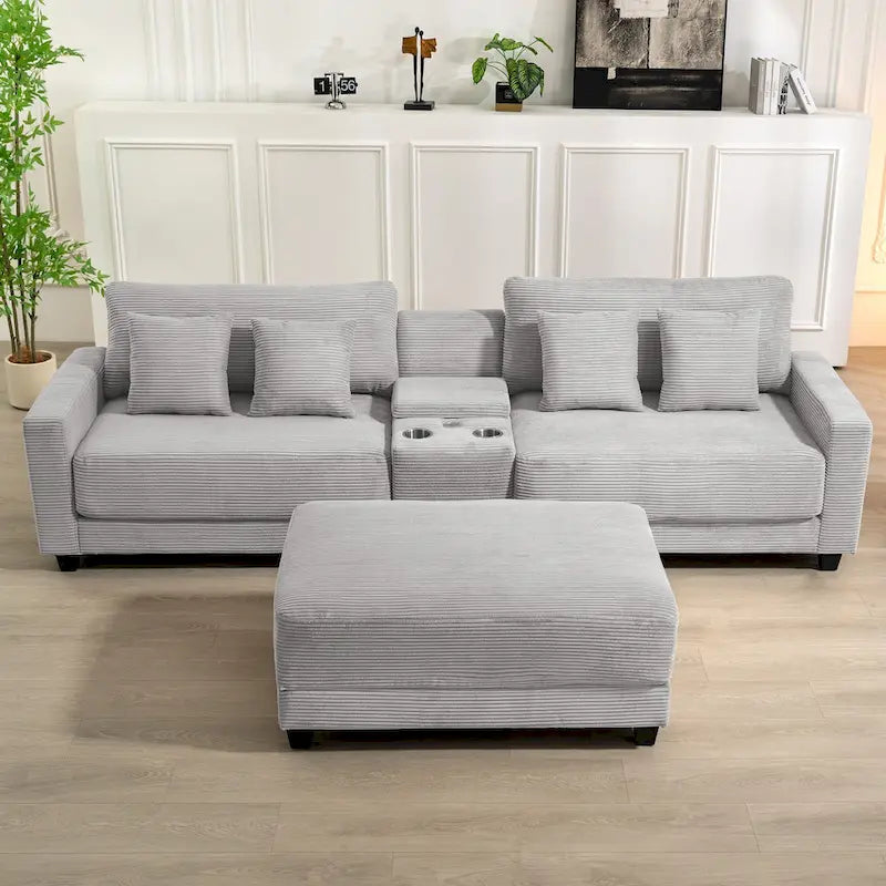 Le Pouf Contemporain en Velours Côtelé Surdimensionné