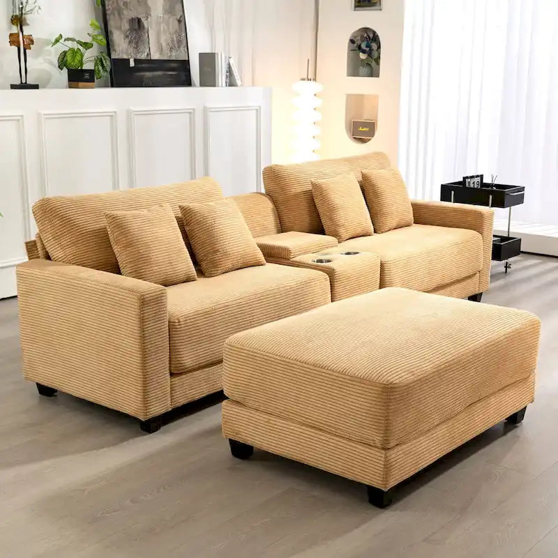 Le Pouf Contemporain en Velours Côtelé Surdimensionné