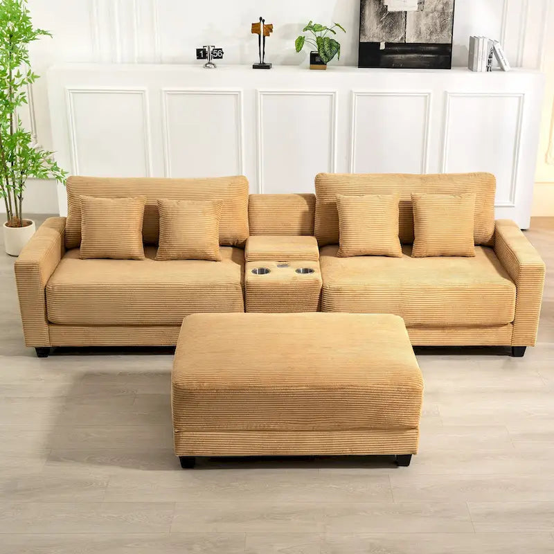 Le Pouf Contemporain en Velours Côtelé Surdimensionné