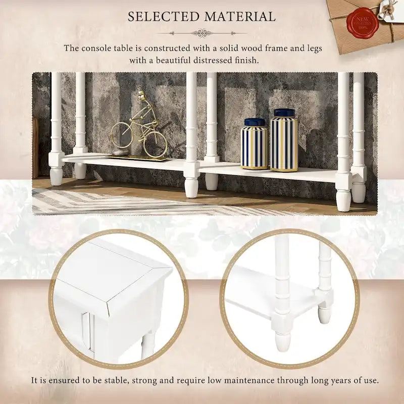 Console Table Table d'appoint Montage facile avec deux tiroirs de rangement et étagère inférieure pour le salon, l'entrée