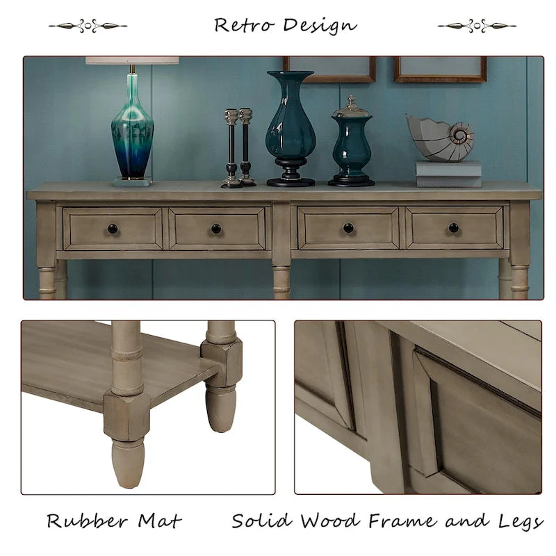 Console Table Table d'appoint Montage facile avec deux tiroirs de rangement et étagère inférieure pour le salon, l'entrée