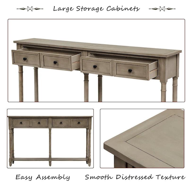 Console Table Table d'appoint Montage facile avec deux tiroirs de rangement et étagère inférieure pour le salon, l'entrée