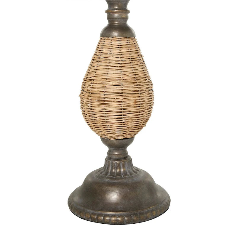 Table d'appoint en bois avec piètement en métal noir et rotin – Brun ou Blanc